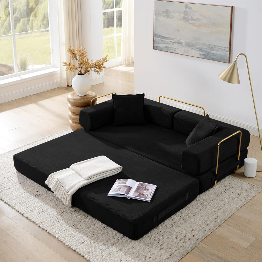 4-in-1 Folding Convertible Sofa Bed, 78 Inch Boneless Couch with Fixed-Shape ...