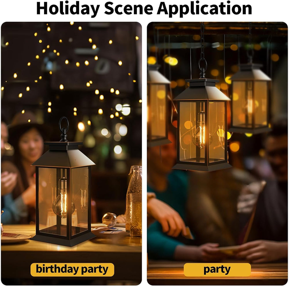 2 Pack Solar Lanterns Outdoor, Hanging Glass Solar Lights Waterproof, Dual Po...