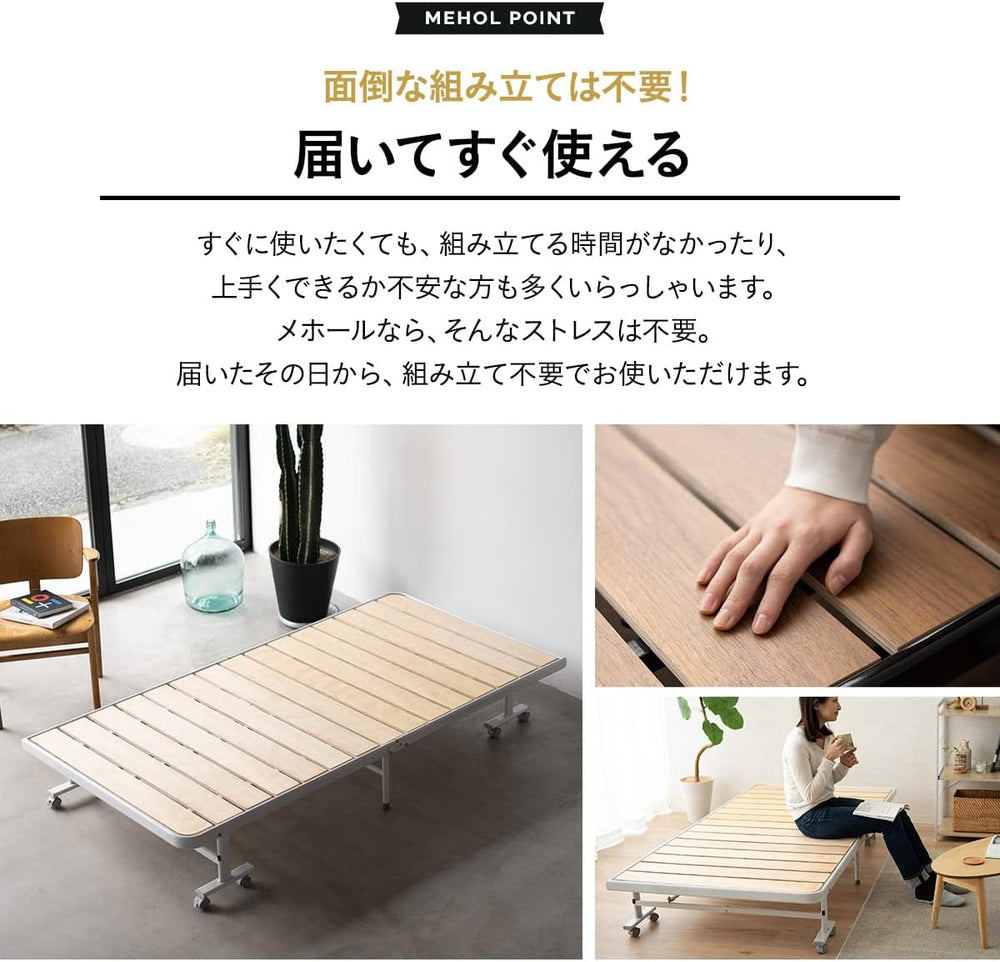EMOOR Wood Slatted Folding Rollaway Platform Bed SUNOKO-MEHOL Twin for Japane...