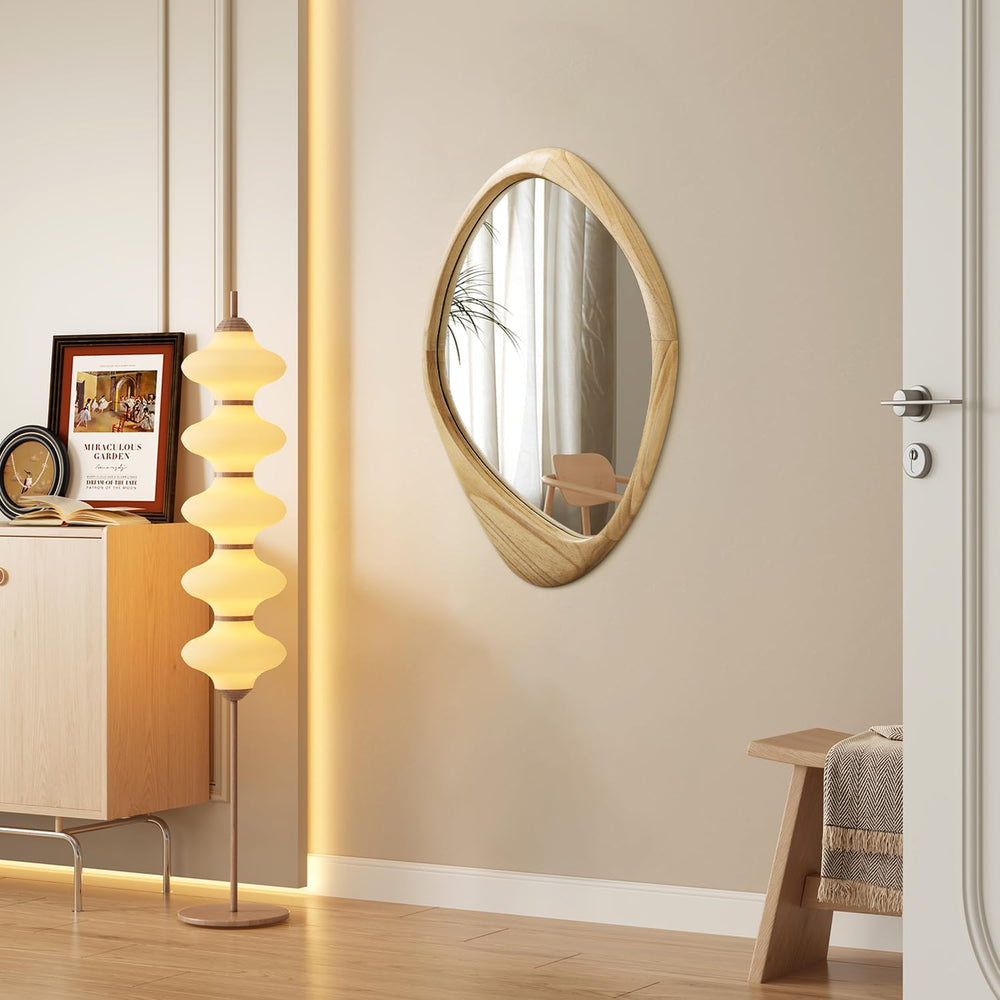 AAZZKANG Irregular Large Wall Mirror Wooden Asymmetrical Hanging Mirrors