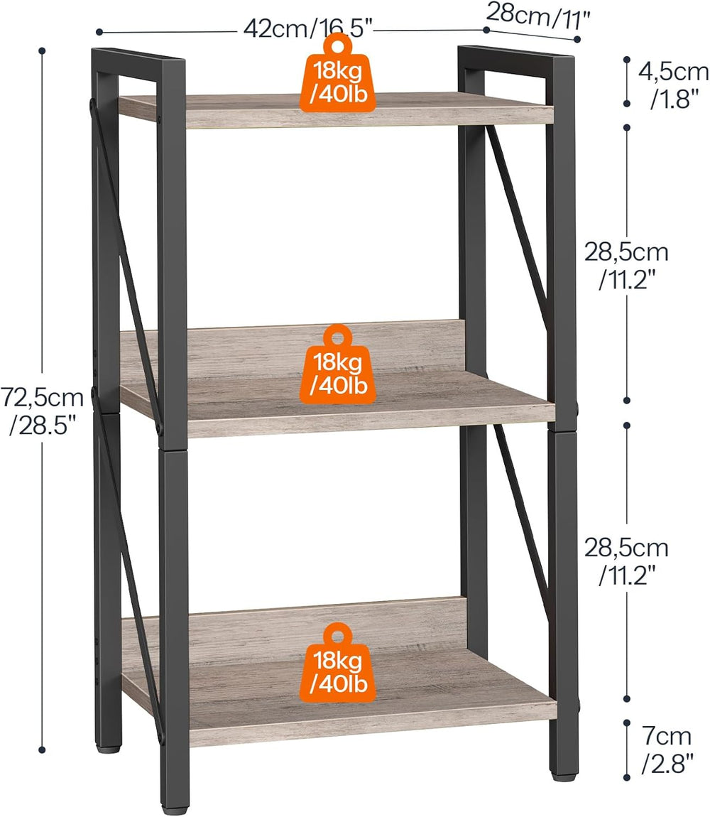 HOOBRO Bookshelf, 3-Tier Industrial Bookcase, Book Shelf Storage Organizer, S...