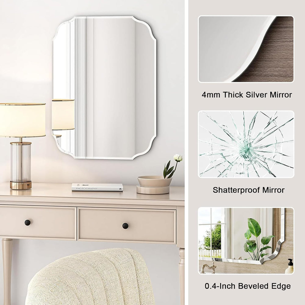 18''x24'' Wall Mirror Frameless Bathroom Mirrors Tempered Gla...