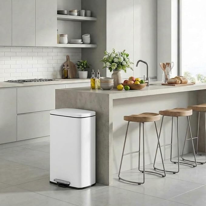 8 Gal Kitchen Trash Can, 30L Recycling or Garbage Bin, Brushed Stainless Steel - Image 7