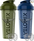 VELOMIX -2 Pack- 28 oz Protein Shaker Bottles by VELOMIX