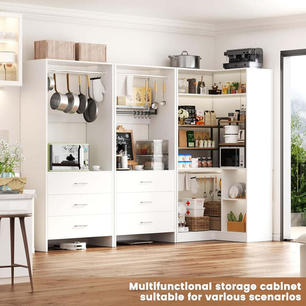 Aheaplus Closet System, Closet Organizer with 6 Drawers， (White, 76.5")