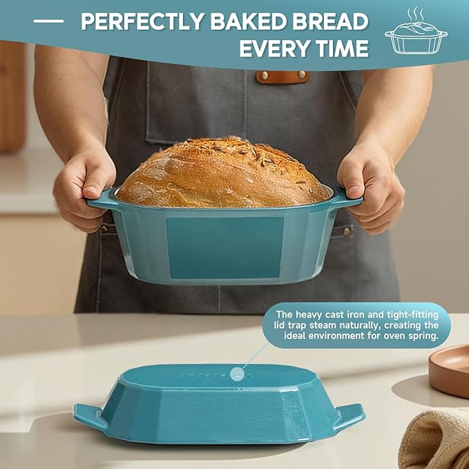 Enameled Cast Iron Dutch Oven for Bread Baking – 3QT Oval Round Heavy Duty - Image 7