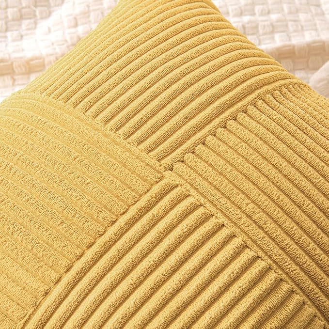 MIULEE Golden Mustard Decorative Throw Pillow Covers 16x16 Inch - Image 2