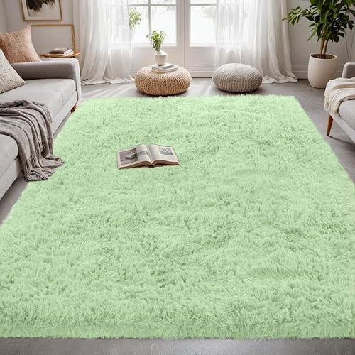 4x6 Area Rugs for Living Room Rug: Soft Fluffy Shag Mint Green Rugs for Bedroom - Image 2
