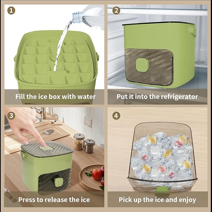 Ice Cube Tray for freezer with 2 Trays and Ice Storage Bin Tweezers, 48 Grid - Image 6