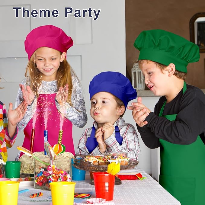 Kids Apron and Chef Hat Set, 24 Pieces Boys Girls Kids Apron - Image 7