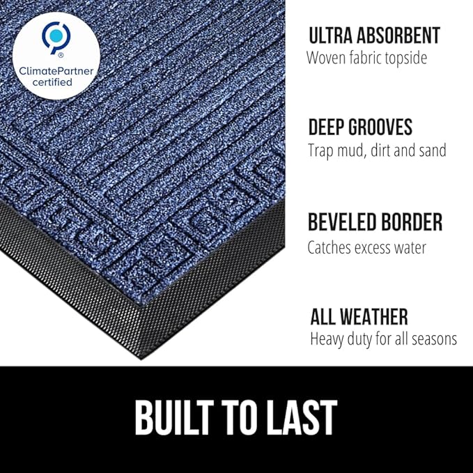 GORILLA GRIP 100% Waterproof All-Season WeatherMAX Doormat, US Designed Natural - Image 2