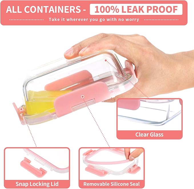 GULFLIN Glass Meal Prep Containers 12-Pack, 22oz Glass Food Storage Containers - Image 3