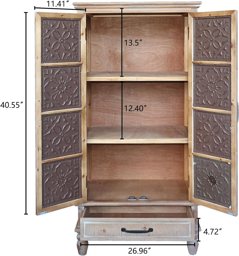 55" Tall Carved Accent Cabinet,Solid Wood Sideboards Buffet Cabinet