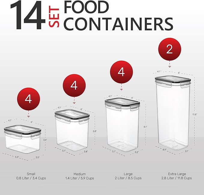 DWËLLZA KITCHEN Set of 14 Airtight Food Storage Containers