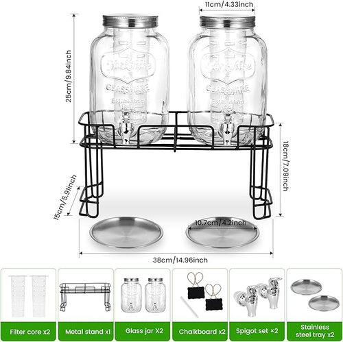 2 Pack1 Gallon Glass Drink Dispensers - Image 2