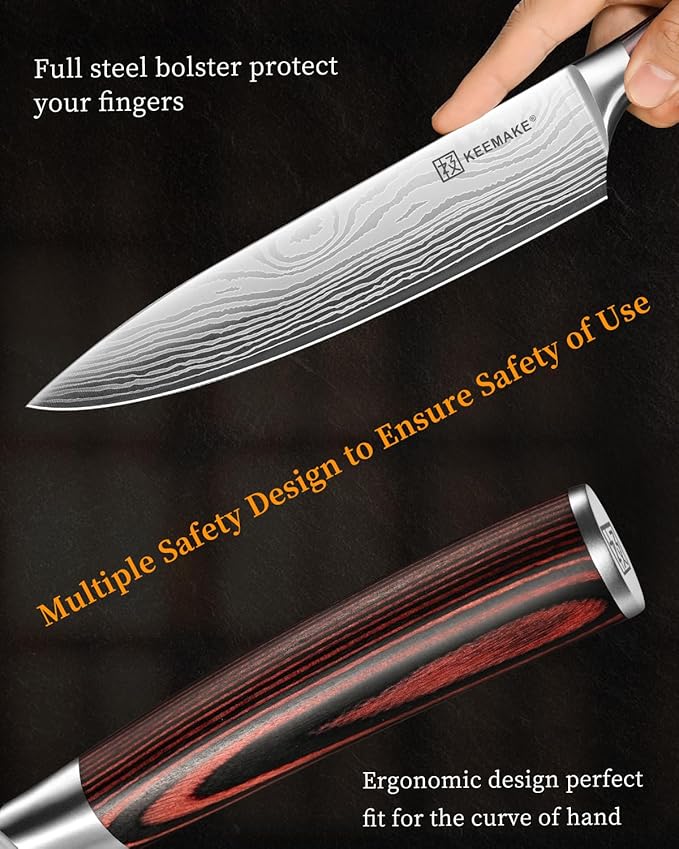 KEEMAKE 3 Pieces Knife Set, High Carbon Stainless Steel Chef Knives Sets