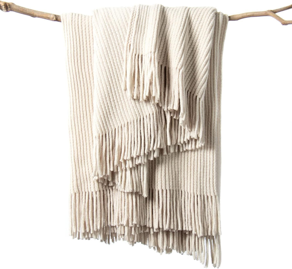 lifein Chenille Throw Blanket 60x80 - Soft Boho Knitted Blanket for Couch Coz...