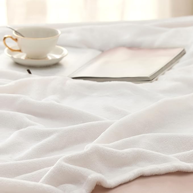 Bedsure GentleSoft Fleece Bed Blankets Full Size White - Image 5