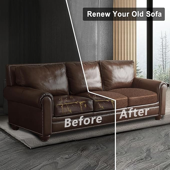 Leather Look Couch Cushion Covers Sofa Seat Slipcovers Sets Couches Furniture - Image 7