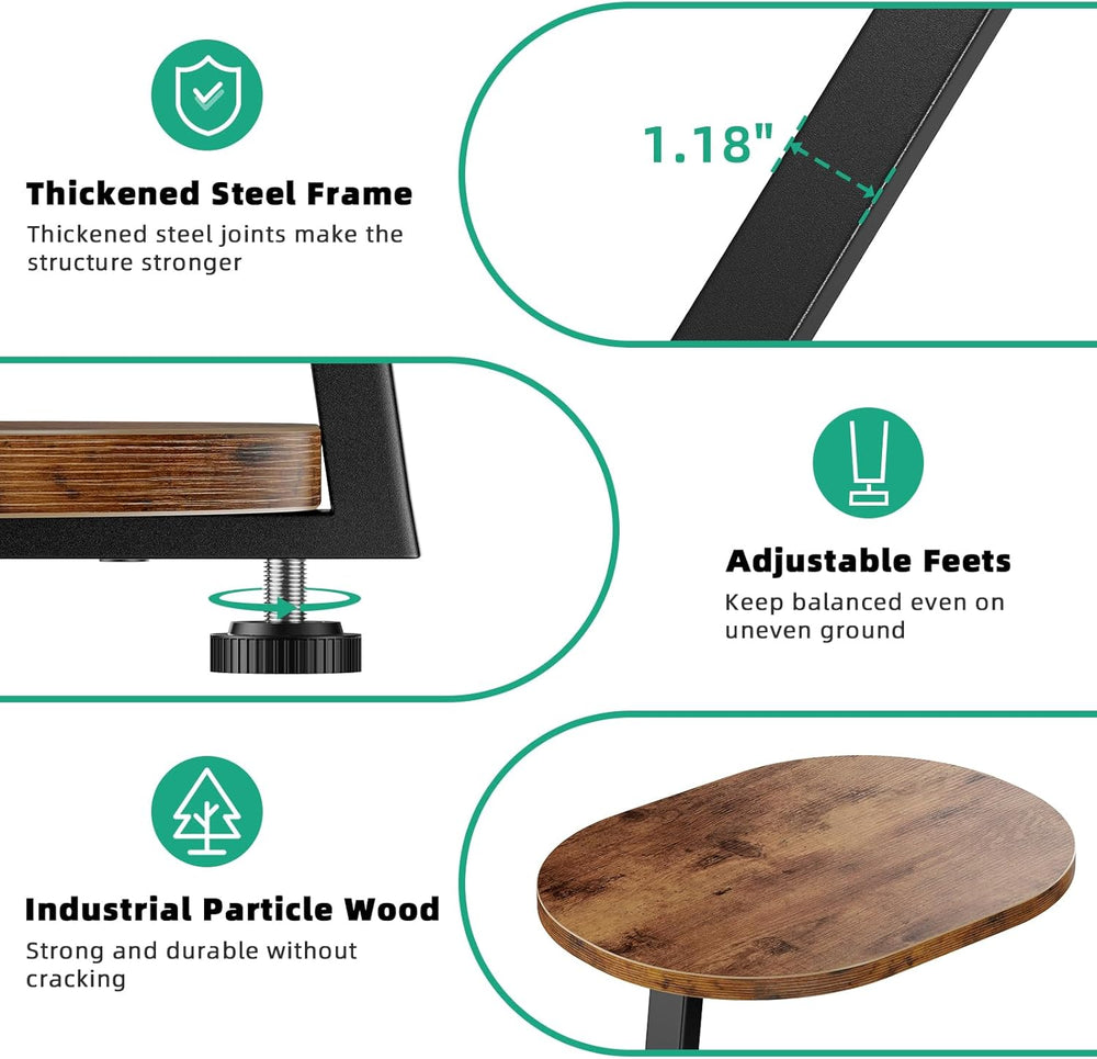 Kalrin Side Table, Small End Table with Metal Frame, 3-Tier Bedside Tables, R...