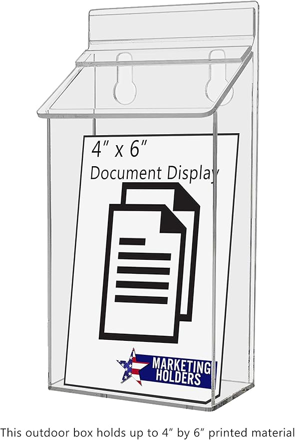 Outdoor Brochure Box with Lid Clear Acrylic Wall Mount Outside Bin Holds 4" x - Image 2