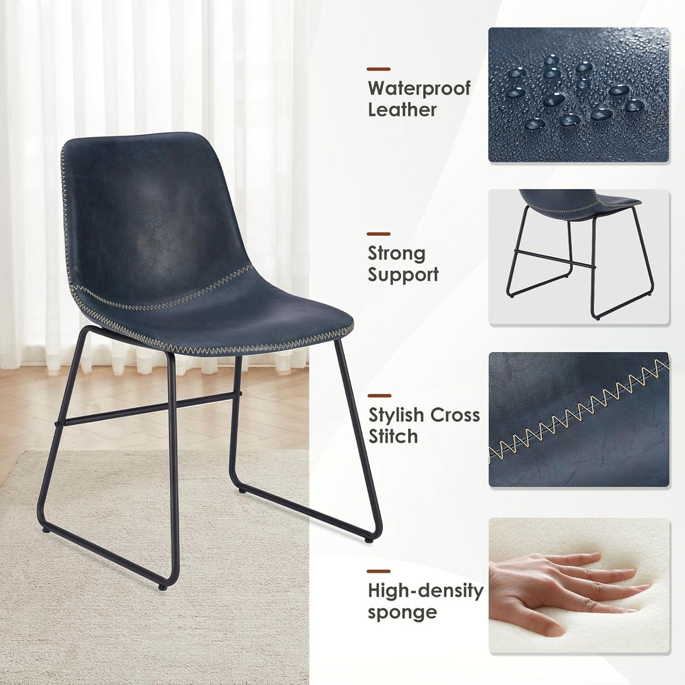 Soohow Mid-Century Modern Dining Chairs Set of 4, Faux Leather Upholstered Ki...