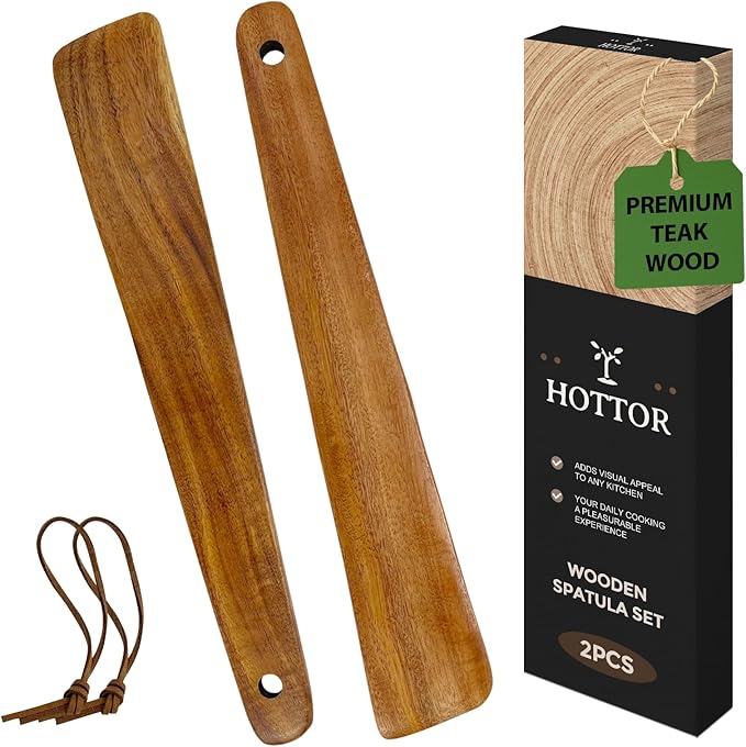 Teak Wood Spatula for Cooking, 12.2 Inch Flat Wooden Spatula for Cast Iron by Unknown