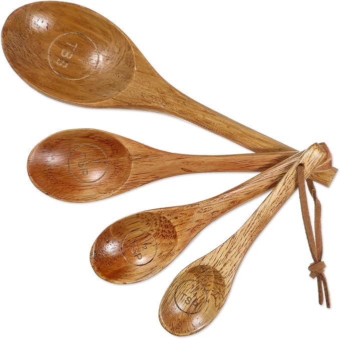 Set of 4 Wooden Measuring Spoons Measuring Spoons Cups Baking Utensil Natural by Unknown
