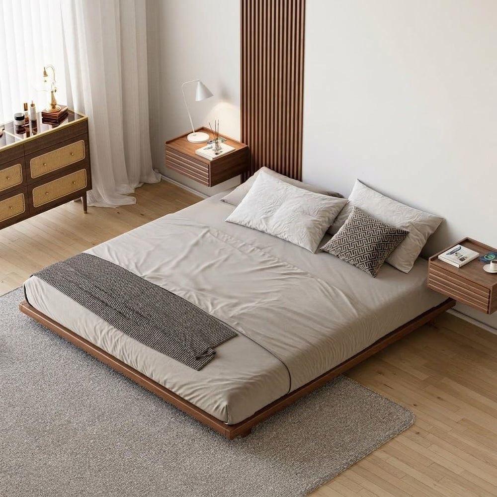 homary Japanese Style Queen Floor Bed Frame, 6.3" Low Profile Tatami Pla...