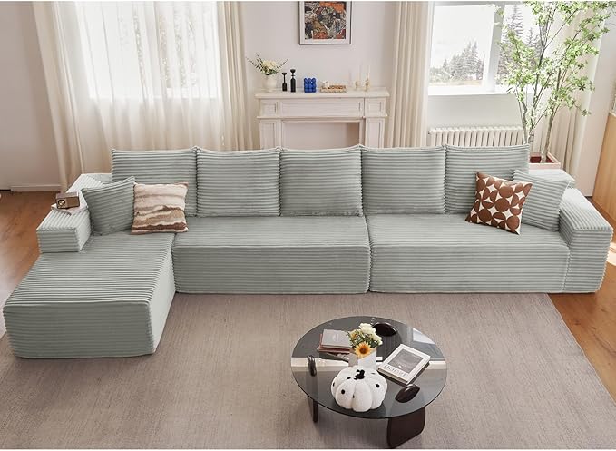 166.9" Cloud Sectional Couch with L-Shape Chaise, Modern Modular Comfy S...