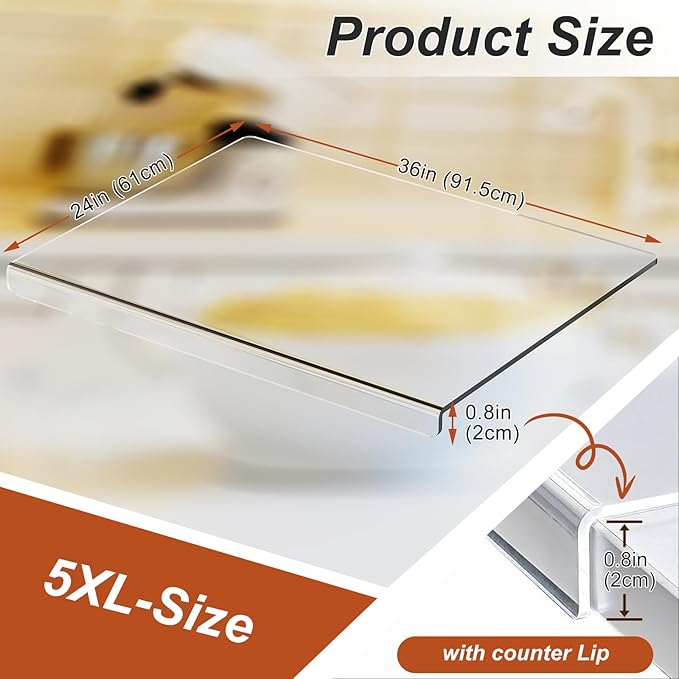 JJL Acrylic Cutting Board with Counter Lip, 36 x 24 Inches, and Vegetables - Image 5