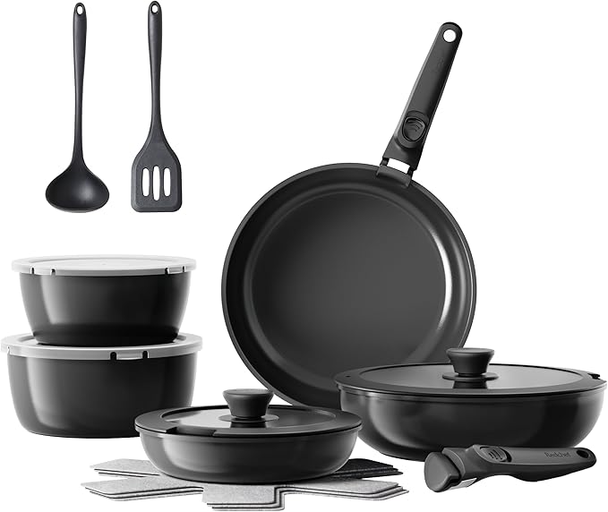 Redchef 16pcs Ceramic Pots and Pans Set Non Stick, Nonstick Kitchen Cookware Set