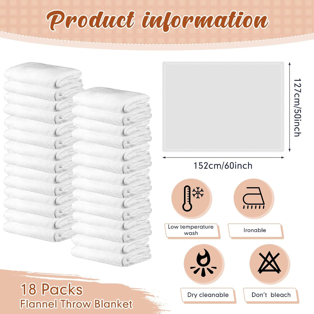 SmoothNovelty 18 Pcs Throw Blanket Bulk Gift for Wedding Guest,Cream White