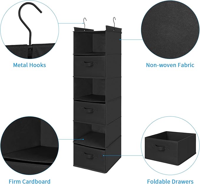 MAX Houser 6 Tier Shelf Hanging Closet Organizer, Closet Hanging Shelf - Image 9