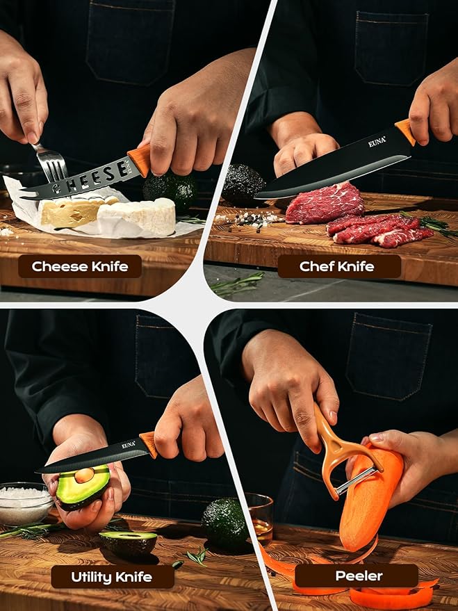 EUNA Knife Block Set, German High-Carbon Stainless Steel Knife Sets - Image 8