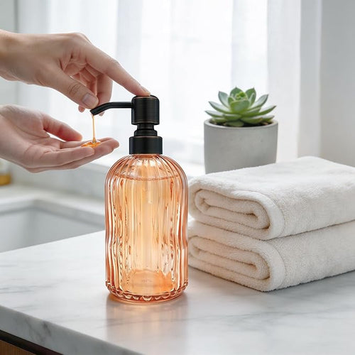 16 OZ Orange Glass Soap Dispenser, Kitchen Hand Soap Dispenser - Image 2