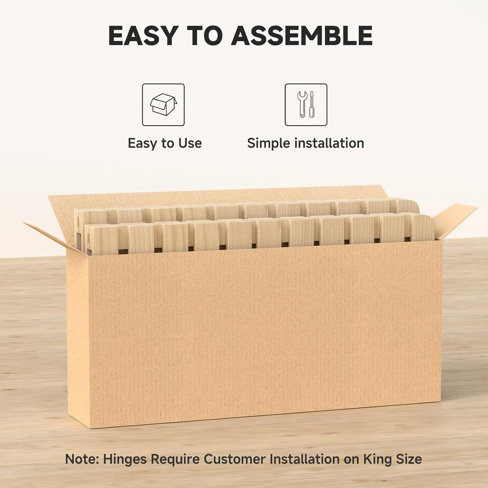 King Size Foldable Floor Bed Frame, Solid Wood Slat Base for Futon Mattress