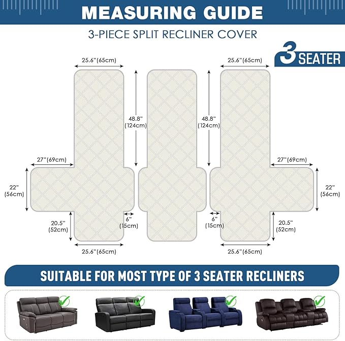 TAOCOCO 100% Waterproof Recliner Couch Cover, Non Slip Split Couch Covers - Image 5