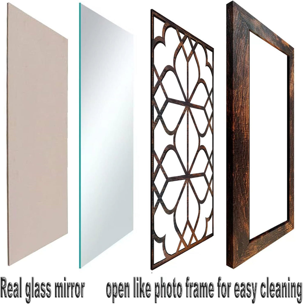 Wocred Set of 2 Rectangular Wall Mirror,Gorgeous Rustic Farmhouse Accent Mirr...