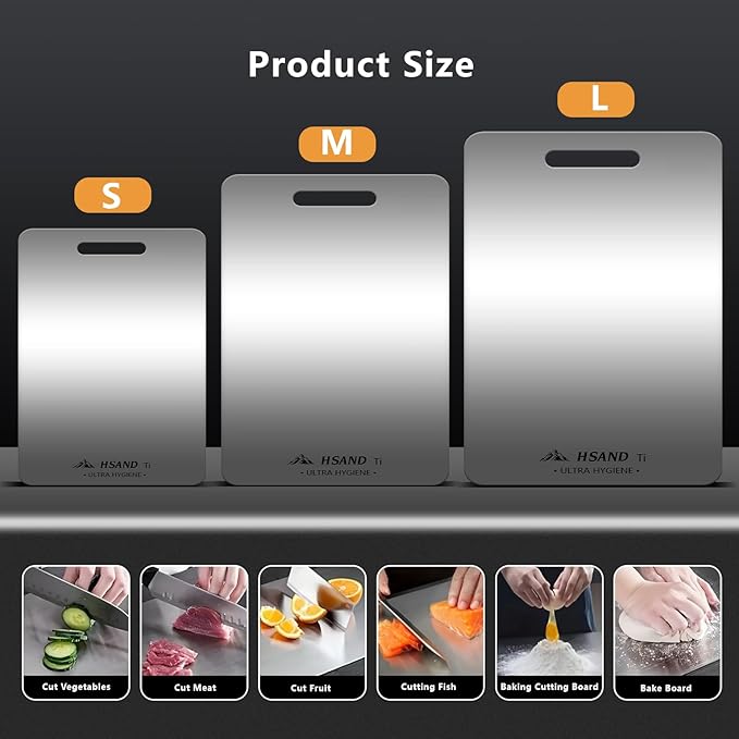 3-Pack Titanium Cutting Board Set, Non-Slip & Double-Sided Design, 100% Pure - Image 9