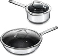 Hybrid Nonstick Cookware Set, Stainless Steel 12 Inch Frying Pan & 2QT Saucepan by Unknown