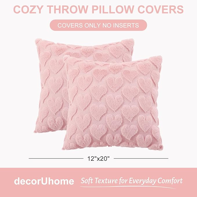 decorUhome Valentine’s Day Soft Plush Throw Pillow Covers 18x18 Inch Set of 2 - Image 6