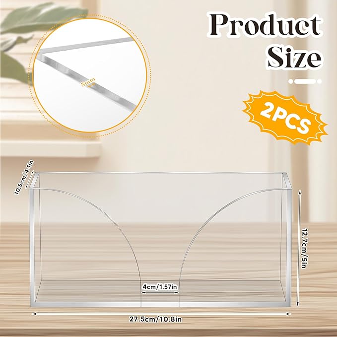 2PCS Paper Towel Dispenser Countertop Acrylic Clear Paper Towel Holder - Image 3