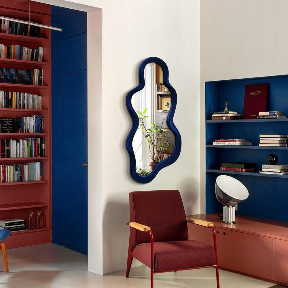 Living Room Mirrors for Wall Decor,13.8x29.7 Cloud Mirror,Dark Blue