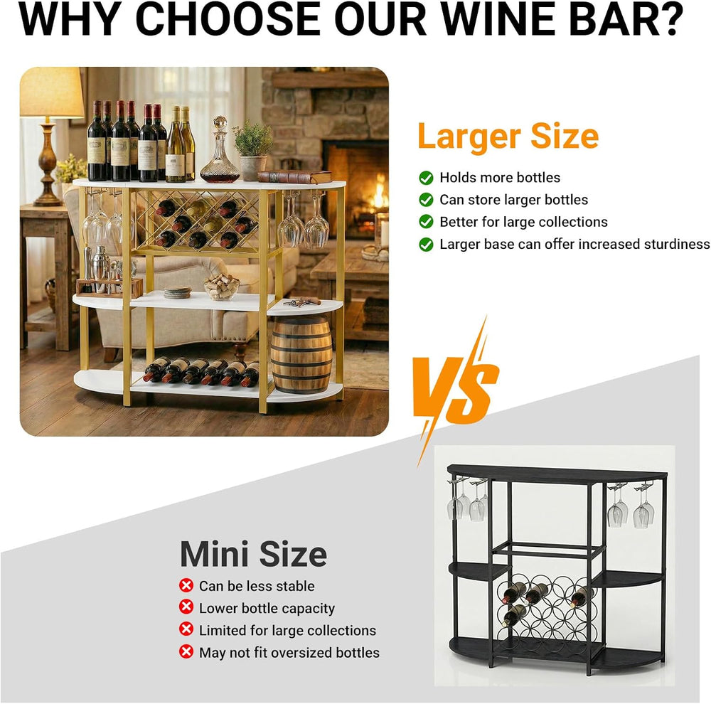 Unikito 4-Tier Coffee Bar Cabinet with Outlet, LED Light & Glass Holder |...