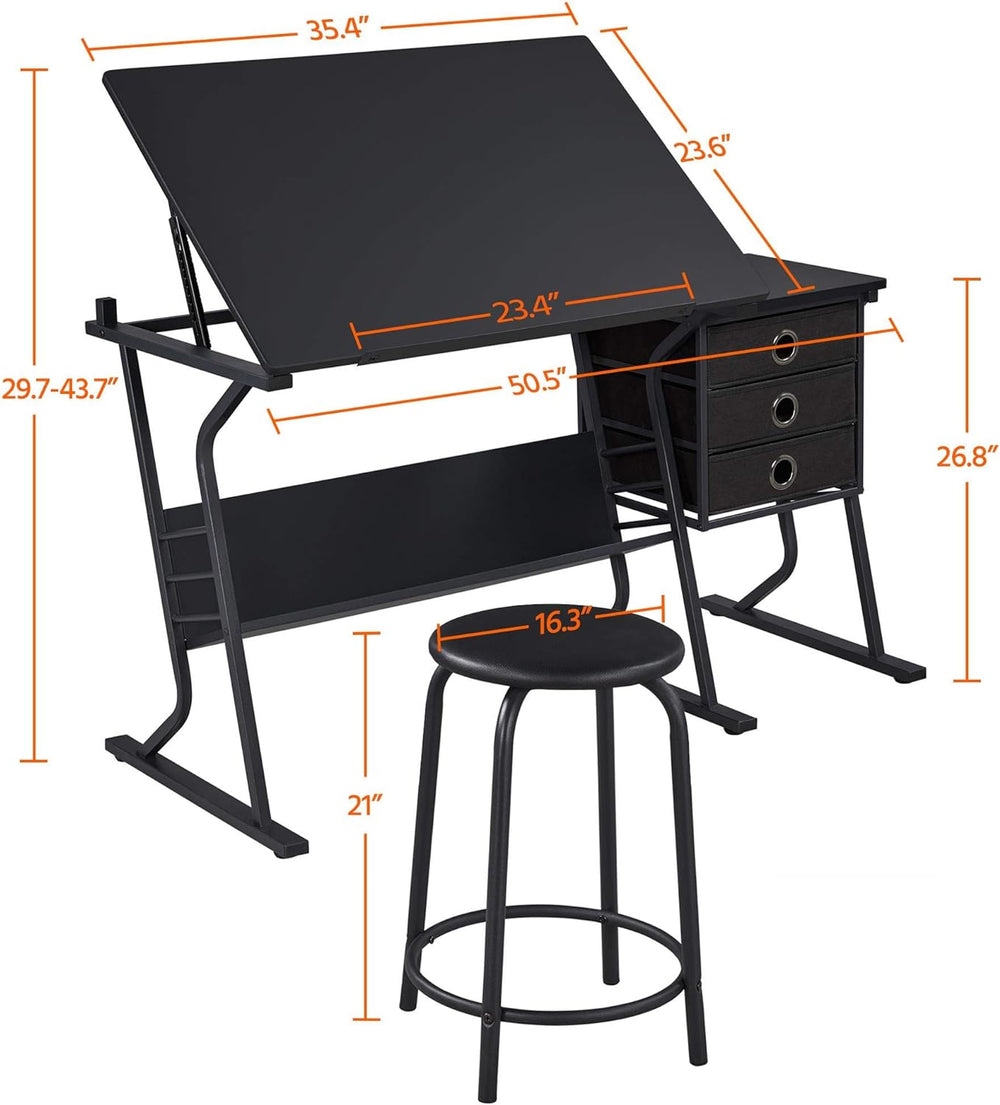 Yaheetech Drafting Table for Adults/Artists, Drawing Desk, Tabletop Adjustabl...