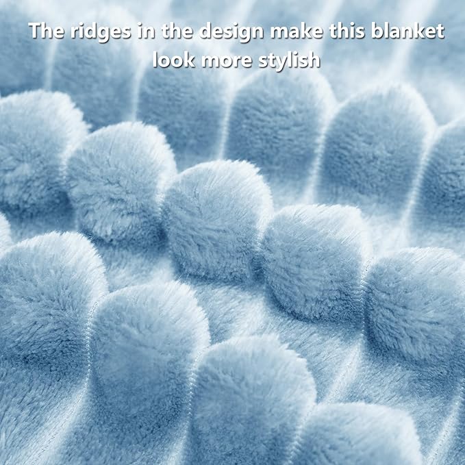 HIMEET Light Blue Ribbed Twin Blanket - Image 8