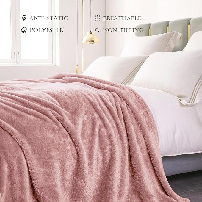 Exclusivo Mezcla Plush Fuzzy Fleece Bed Blanket Queen Size, Super Soft - Image 4