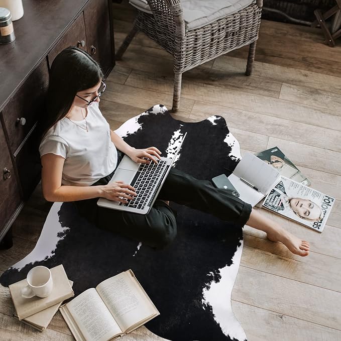 AROGAN Faux Cow Hide Rug, Premium Cow Print Rug Animal Area Rug - Image 4