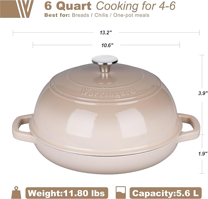 VORRINGARD Enameled Cast Iron Dutch Oven Pot